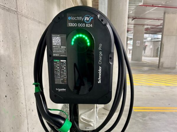 Schneider EV Charger on a pedestal