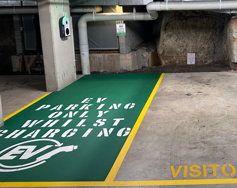 Line marking for EV car space